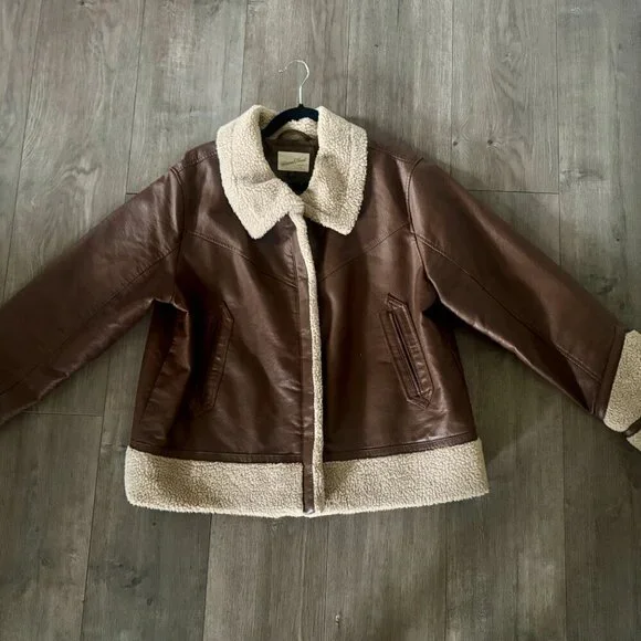 🧥 Universal Thread Faux Leather Sherpa Aviator Jacket | XXL - Picture 7 of 8